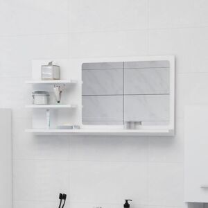 Bathroom Mirror High Gloss White 90x10.5x45 cm Engineered Wood - Royalton