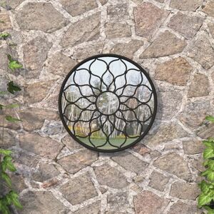Royalton Garden Mirror Black 60x3 cm Iron Round for Outdoor Use