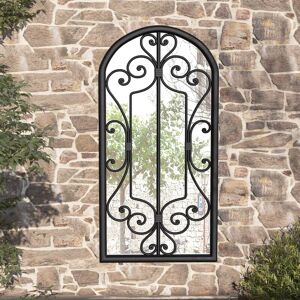 Garden Mirror Black 70x30 cm Iron for Outdoor Use - Royalton