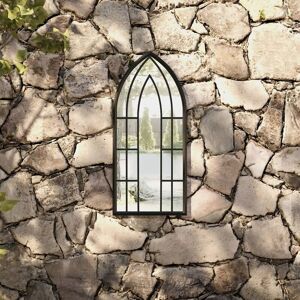 Garden Mirror Black 70x30 cm Iron for Outdoor Use - Royalton