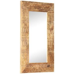 Hand-Carved Mirror 80x50x11 cm Solid Mango Wood - Royalton