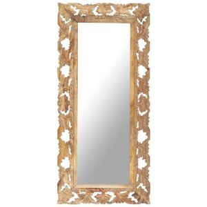 Hand Carved Mirror Brown 110x50 cm Solid Mango Wood - Royalton