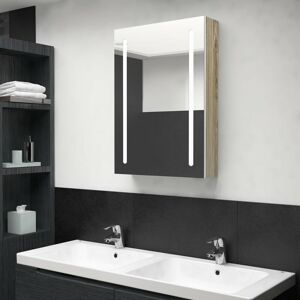 Led Bathroom Mirror Cabinet White and Oak 50x13x70 cm - Royalton