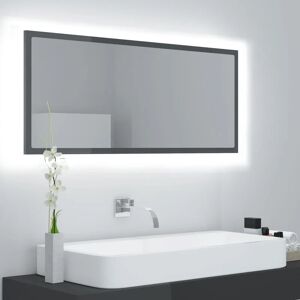 Led Bathroom Mirror High Gloss Grey 100x8.5x37 cm Engineered Wood - Royalton