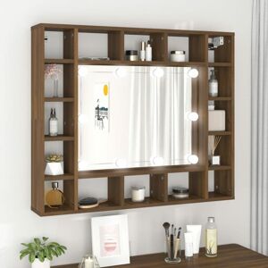 Royalton Mirror Cabinet with LED Brown Oak 91x15x76.5 cm