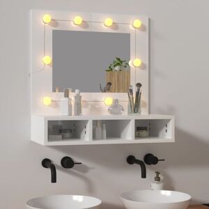 Mirror Cabinet with led High Gloss White 60x31.5x62 cm - Royalton