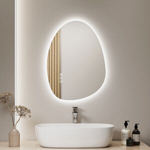 Asymmetrical Bathroom Mirror with Dimmable led 3 Lighting Modes Lights 60x45cm Latest Fashion Illuminated Vanity Mirror - S'afielina