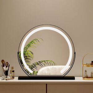 S'AFIELINA Cosmetic Hollywood Vanity Mirror ф50cm Round Black 360°Rotation Makeup Mirror with Dimmable LED 3 Light Modes