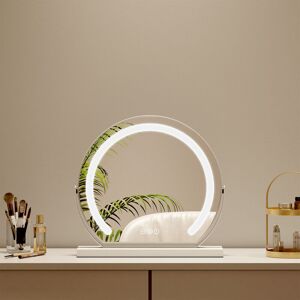 Hollywood Makeup Mirror with Dimmable led 3 Light Modes 360°Rotation Round White 400mm Small Vanity Light Mirror - S'afielina