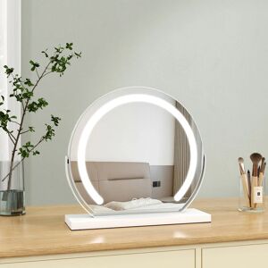 Led Hollywood Makeup Mirror for Dressing Table 360°Rotation Round White 400mm Small Vanity Lighted Mirror - S'afielina