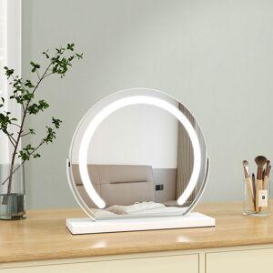 Small Hollywood Mirror 400mm Round White led Makeup Mirror 3 Colour Lighting Modes 360°Rotation Touch Screen Control - S'afielina
