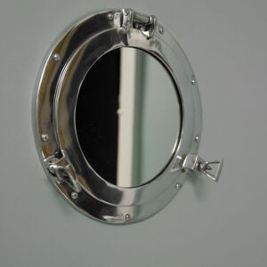 MELODY MAISON Silver Metal Porthole Mirror 28cm x 28cm - Silver