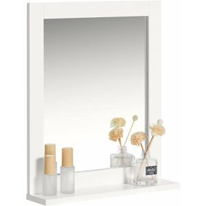 Wood Wall Bathroom Mirror with Shelf, Bathroom Storage Rack, FRG129-W - Sobuy