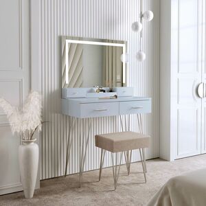 CARME HOME Sophia Grey Dressing Table with Touch Sensor led Mirror - Grey