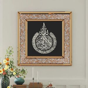 LUVODI Sparkle Crystal Diamonds Glass Wall Mirror Art Islamic Pattern