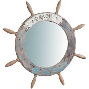 BISCOTTINI Specchio da parete a forma di timone in legno massello Diam.73XPR4 cm