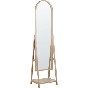 Beliani - Freestanding Mirror 43 x 170 cm with Shelf Wooden Frame Light Wood Chambery - Light Wood