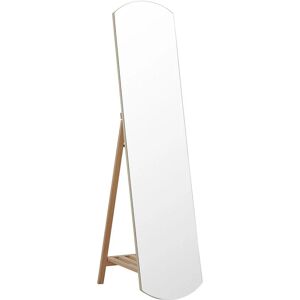 Beliani - Modern Standing Floor Mirror with Shelf 35 x 150 cm Light Wood Cherbourg - Light Wood