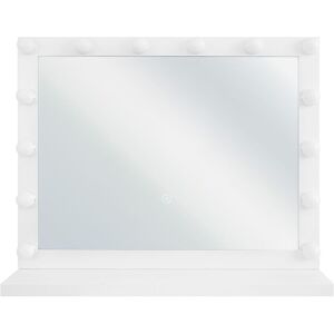 Beliani - Glam Standing Rectangular Mirror White Frame led Light Bulbs Classic Beauvoir - White