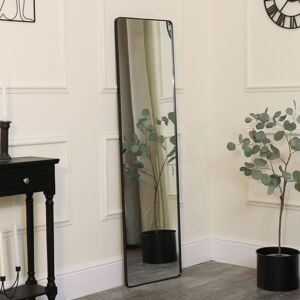 Melody Maison - Tall Brushed Black Thin Framed Wall Mirror / Leaner Mirror 42cm x 156cm - Black