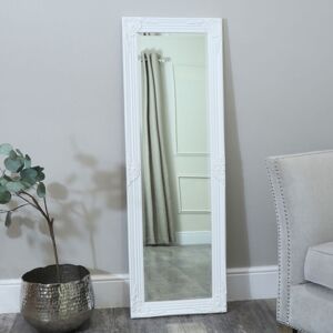 Melody Maison - Tall / Long White Ornate Wall / Leaner Mirror 47cm x 142cm - White