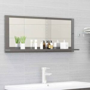 SWEIKO Bathroom Mirror High Gloss Grey 90x10.5x37 cm Chipboard FF804588UK