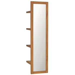 SWEIKO Wall Mirror with Shelves 30x30x120 cm Solid Teak Wood FF289070UK