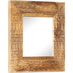 Hand-Carved Mirror 50x50x2.5 cm Solid Mango Wood Vidaxl Brown