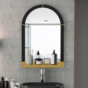 LUVODI Vintage Frame Arched Wall Accent Mirror with Gold Shelf Bathroom Vanity Mirror