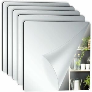 HOOPZI Wall Mirror 5 Pieces Self-Adhesive Mirror Tiles, Decorative Acrylic Mirror Wall Tiles Self-Adhesive Stick on for Kitchen, Bathroom, Living Room, Wall