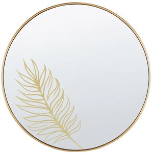 Beliani - Retro Round Wall Mirror Gold Frame Leaf Flowers Living Room Hallway Sauvie - Gold