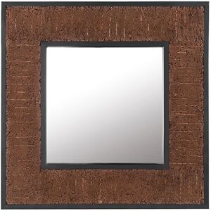 Beliani - Decorative Wall Mirror Square 60 x 60 cm Teak Rustic Raw Dark Wood Boise - Dark Wood