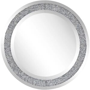 BELIANI Modern Glamour Accent Mirror Round 70 cm Wall Mounted Frame Silver Erbray - Silver