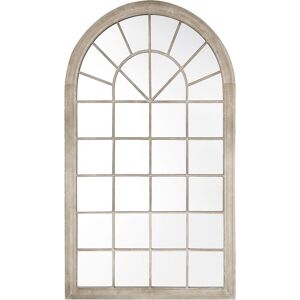 Beliani - Vintage Wall-Mounted Mirror Arched Window Shape Metal Frame Beige Trevol - Beige