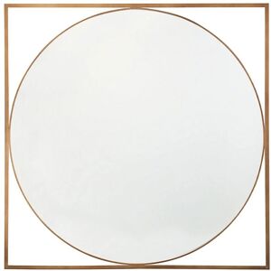 Beliani - Minimalist Modern Wall Mirror Round with Square Open Frame Nihoa - Gold