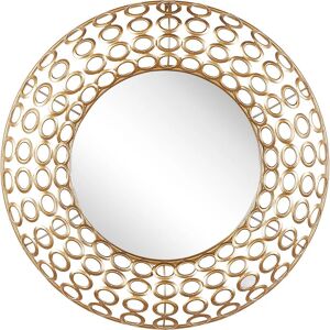 Beliani - Eclectic Round Wall Mirror Decor Wall Art Gold Metal Frame Bourdon - Gold