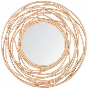 BELIANI Wall Mirror Modern Boho Beige Decorative Round Rattan ø 75 cm Burgis - Beige