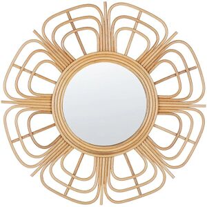 Beliani - Wall Mirror Boho Natural Rattan Frame Flower Sun Shape Round 60 cm Pasaku - Natural