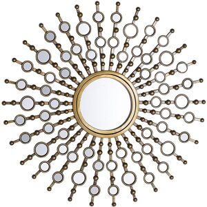 Beliani - Modern Sunburst Wall Mirror Vintage Circular Frame Distressed Gold Decor Blois - Gold