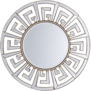 Beliani - Modern Round Wall Mirror Gold Frame Greek Key Living Room Hallway Flers - Gold