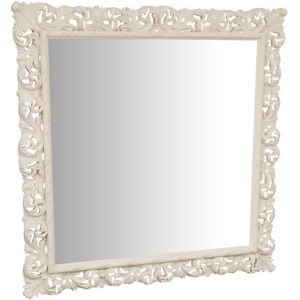 BISCOTTINI Hanging Wall Mirror IN ANTIQUE WHITE FINISH WOOD MADE IN ITALY