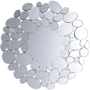 Beliani - Modern Round Decorative Wall Mirror Gloss Reflective Silver Frame Limoges - Silver