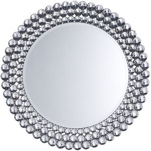 Beliani - Geometric Wall Mirror Round Vintage Silver Living Room Hallway Decor Stenay - Silver