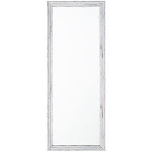 Beliani - Vintage Wall Mirror Synthetic White Frame Wood Texture 50 x 130 cm Benon - White