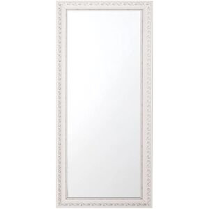 Beliani - Vintage Wall Mirror White Distressed Frame Floral Pattern 50 x 130 cm Mauleon - White