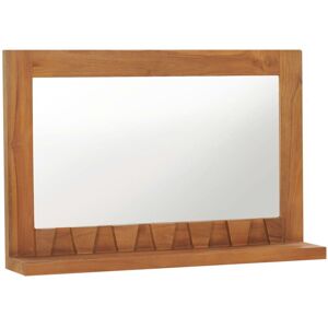 Wall Mirror with Shelf 60x12x40 cm Solid Teak Wood Vidaxl Brown