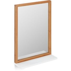 RELAXDAYS Wall Mirror with Shelf, mdf & Bamboo Hanging Bathroom Mirror with Rack
