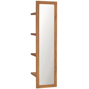 Wall Mirror with Shelves 30x30x120 cm Solid Teak Wood Vidaxl Brown