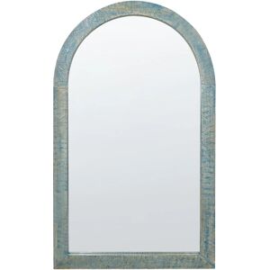 Beliani - Wall Mounted Wooden Frame Mirror Vintage Distressed Finish Blue Melay - Blue