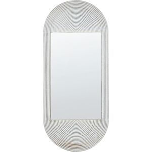 Beliani - Wall Mounted Wooden Frame Mirror Vintage Distressed Whitewash Finish Off-White Briant - White